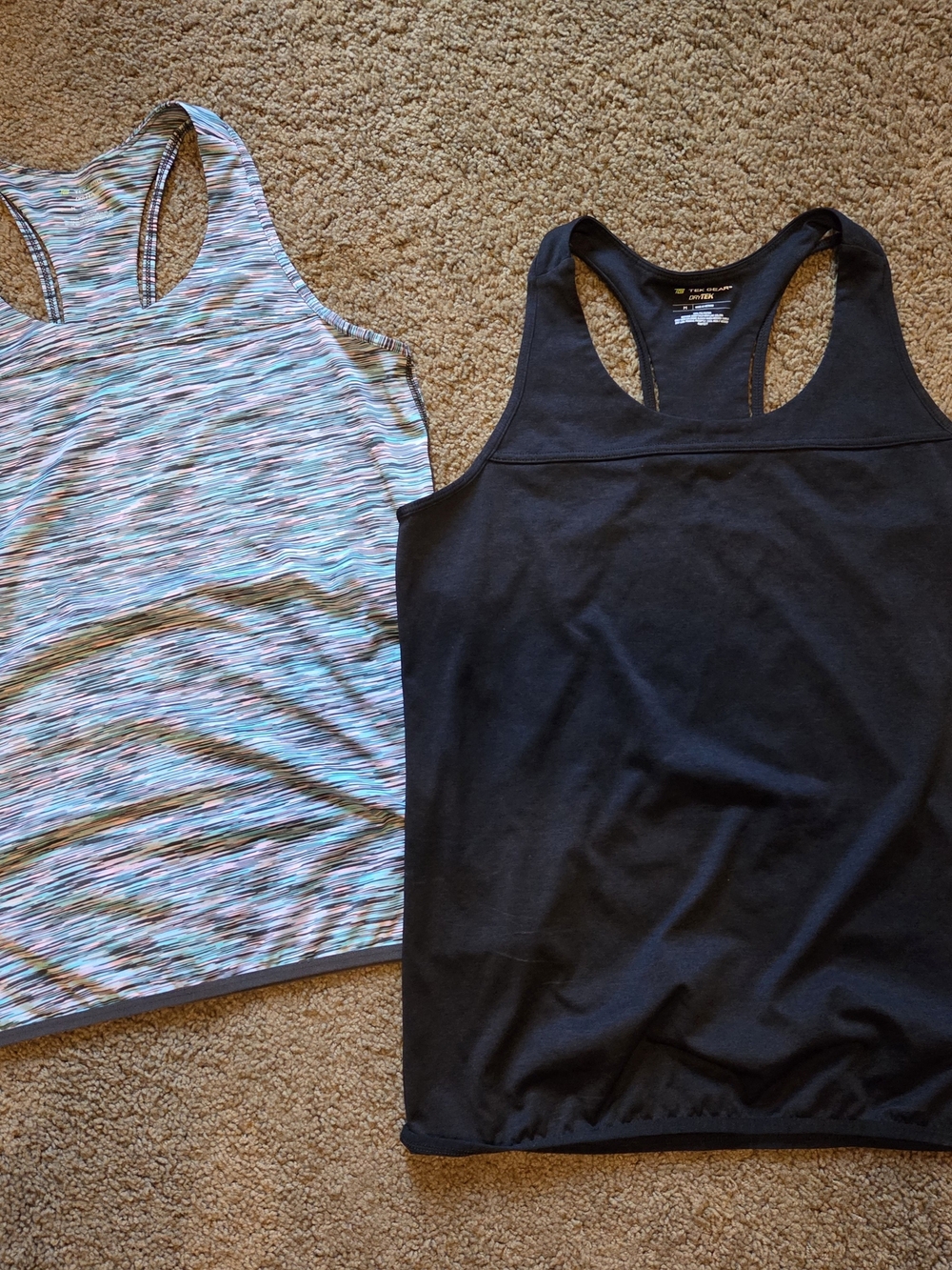 tek gear Racerback Tank Tops - Black & Multi-Color Stripe